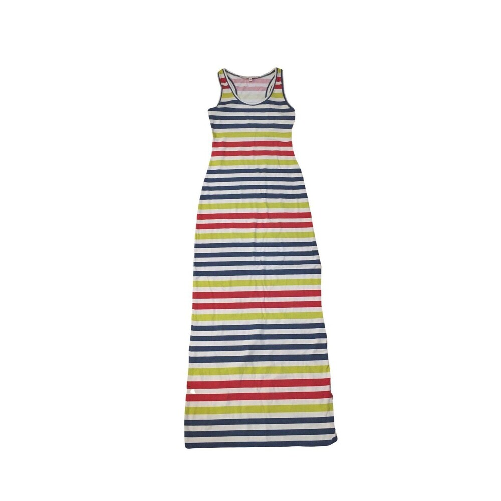 Rachel Roy XS Multi Color Rainbow Striped Maxi Racer back Dress Stretchy Comfy